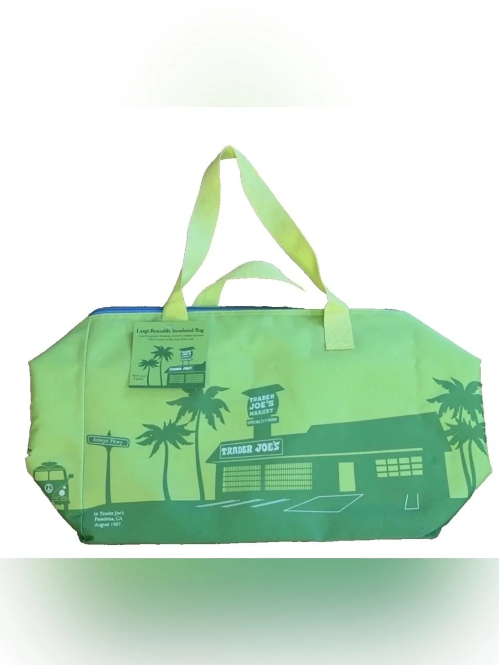 Trader Joe's 8 Gallons Reusable  Bag Cooler Large Insulated Tote Lime Green